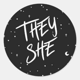 Stars Ze/Ze Pronouns Ronde Sticker