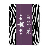 Stars Zebra Print Sweet 16 Magnet, Paars Magneet (Verticaal)