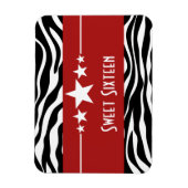 Stars Zebra Print Sweet 16 Magnet, Red Magneet (Verticaal)
