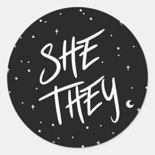 Stars Zij/Zij springen Ronde Sticker