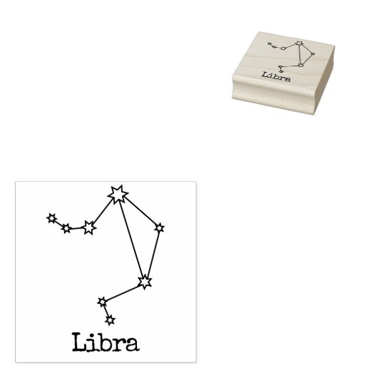 Stars Zodiac Celestial Horoscope Libra Rubberstempel (Gestempeld)