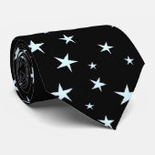 Stars zwart licht blauw 1 stropdas (Opgerold)