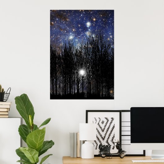 Starscape en Bomen - Poster (Thuiskantoor)
