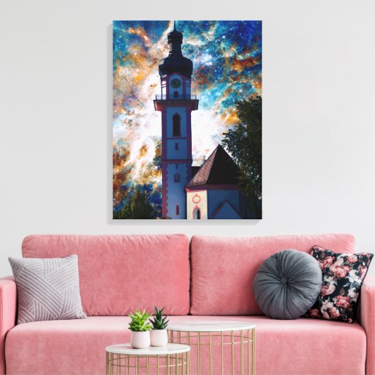Starscape - Nebula en Tower Canvas Afdruk (Insitu (Woonkamer))