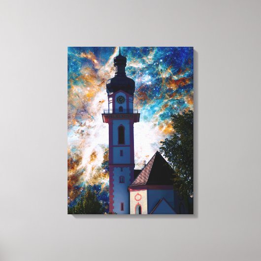 Starscape - Nebula en Tower Canvas Afdruk (Voorkant)