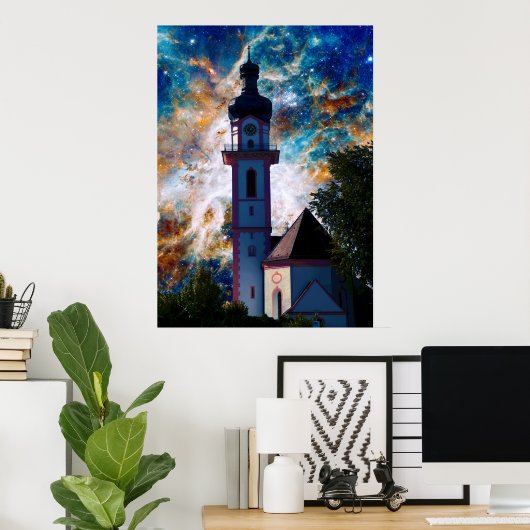Starscape - Nebula en Tower Poster (Thuiskantoor)