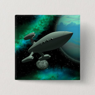 Starship Explorer (Square) Vierkante Button 5,1 Cm