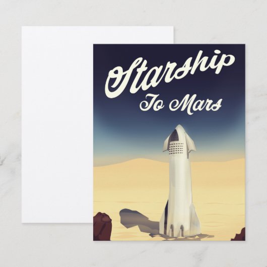 Starship to Mars -stijl ruimtevaart. (Voorkant / Achterkant)