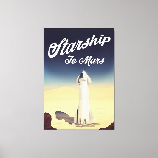 Starship to Mars -stijl ruimtevaart. Canvas Afdruk (Voorkant)