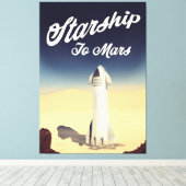 Starship to Mars -stijl ruimtevaart. Canvas Afdruk (Insitu (Houten vloer))