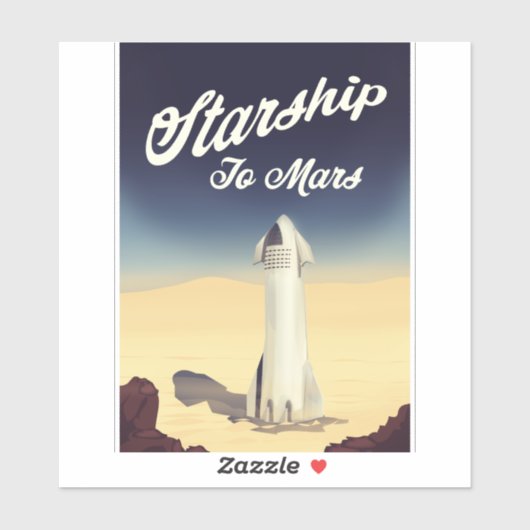 Starship to Mars -stijl ruimtevaart. Sticker (Vel)