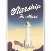 Starship to Mars -stijl ruimtevaart. Sticker (Voorkant)