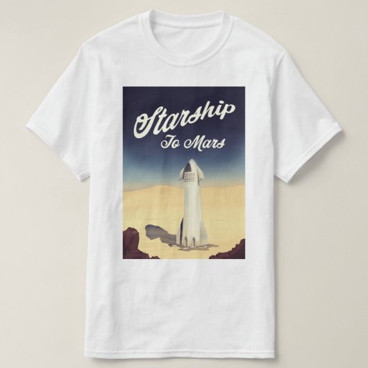 Starship to Mars -stijl ruimtevaart. T-shirt (Design voorkant)