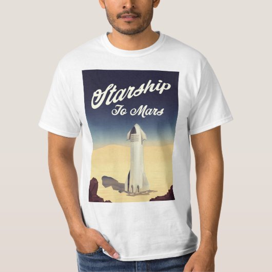 Starship to Mars -stijl ruimtevaart. T-shirt (Voorkant)