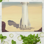 Starship to Mars -stijl ruimtevaart. Theedoek (Gevouwen)