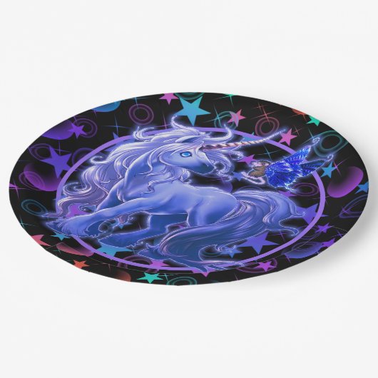Stars'n Stuff Blue Unicorn Papieren Bordje (Gekanteld)