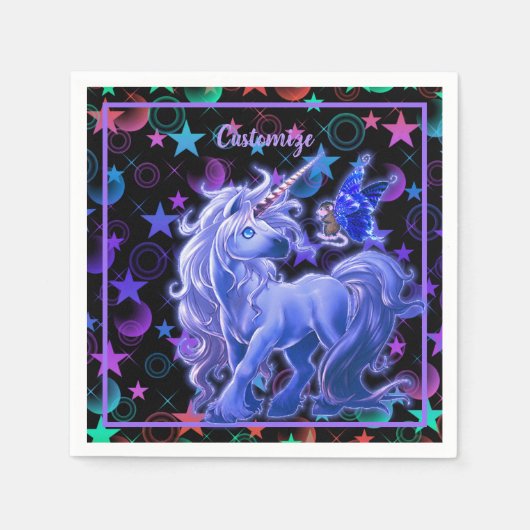 Stars'n Stuff Blue Unicorn Servet (Voorkant)