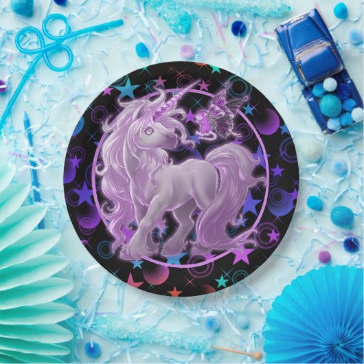 Stars'n Stuff Pink Unicorn Papieren Bordje (Feest)