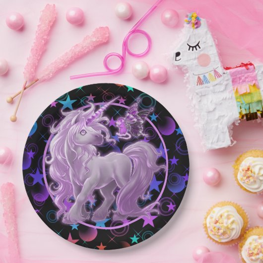 Stars'n Stuff Pink Unicorn Papieren Bordje (Feest)