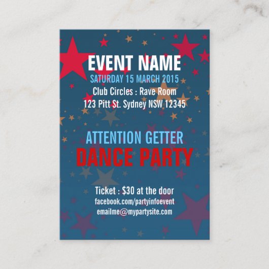 Starstruck Mega Stars Event Mini Flyers Visitekaartje (Voorkant)