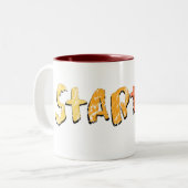 StArt1st-mok van YWNMWR Tweekleurige Koffiemok (Voorkant links)