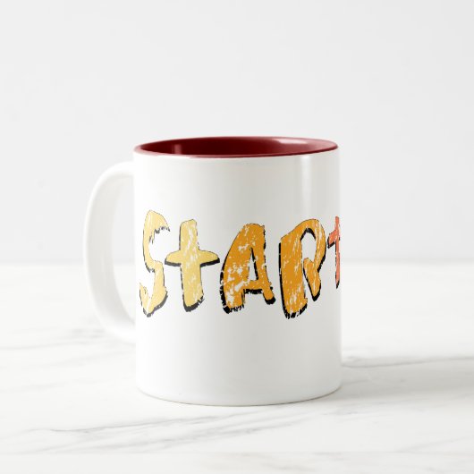StArt1st-mok van YWNMWR Tweekleurige Koffiemok (Voorkant links)