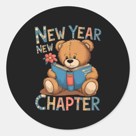 Start A New Chapter 2024 Cute Bear Adorable Teddy Ronde Sticker (Voorkant)