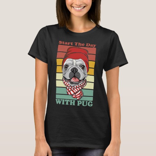 Start de dag met Pug Classic T-Shirt 282 (Voorkant)