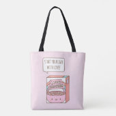 Start je dag met Love Breakfast Cereal Roze Tote Bag (Achterkant)