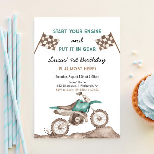 Start Je Motor Cross Motorfiets Jongen Verjaardag Kaart