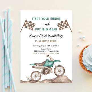 Start Je Motor Cross Motorfiets Jongen Verjaardag Kaart