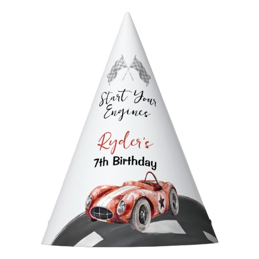 Start Je Motor Elke Leeftijd Verjaardag Feesthoedjes (Voorkant)