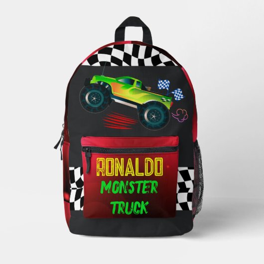 Start je motoren, het is schooltijd ! bedrukte rugzak (Voorkant)