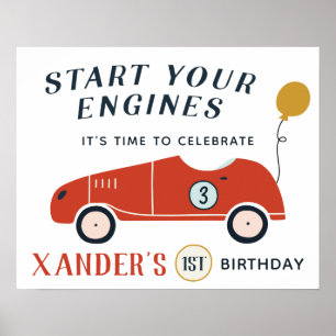 Start Je Motoren Race Auto Verjaardagsfeestje Elke Poster