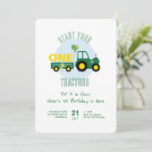 Start je Tractors Boy 1e Verjaardag Kaart (Staand voorkant)