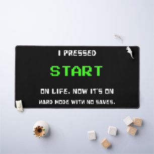 START Knop Retro 8 Bit Pixel Art Gamer Gaming Bureaumat
