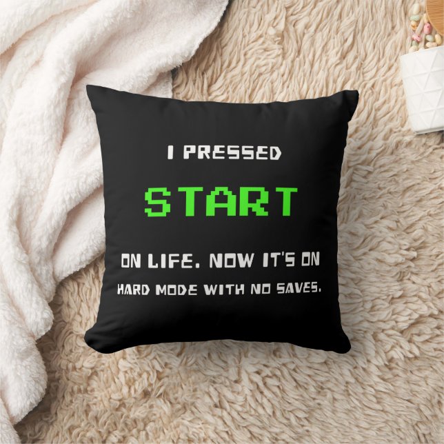 START Knop Retro 8 Bit Pixel Art Gamer Gaming Kussen (Deken)