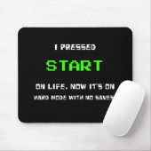 START Knop Retro 8 Bit Pixel Art Gamer Gaming  Muismat (Met muis)