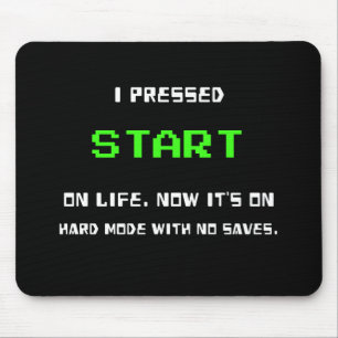 START Knop Retro 8 Bit Pixel Art Gamer Gaming  Muismat