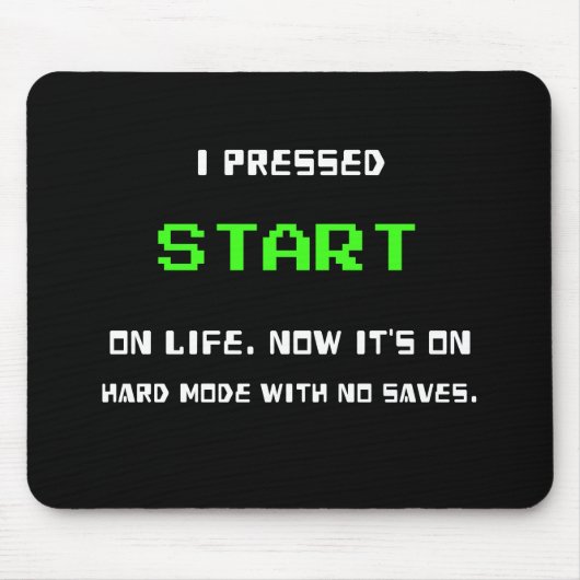 START Knop Retro 8 Bit Pixel Art Gamer Gaming  Muismat (Voorkant)