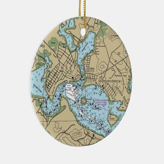 Start MA Nautical Chart Keramisch Ornament (Rechts)