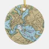 Start MA Nautical Chart Keramisch Ornament (Voorkant)