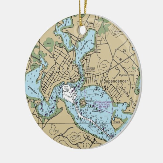 Start MA Nautical Chart Keramisch Ornament (Links)
