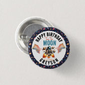 start naar de maan 2e verjaardag ruimte ronde button 3,2 cm (Voorkant /achterkant)