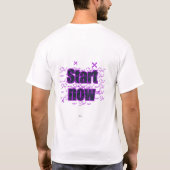 Start Nu – Paarse Motiverende Vormgeving T-shirt (Achterkant)