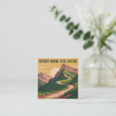 Start Nu. Repareer Later Vierkante Visitekaartje (Staand voorkant)