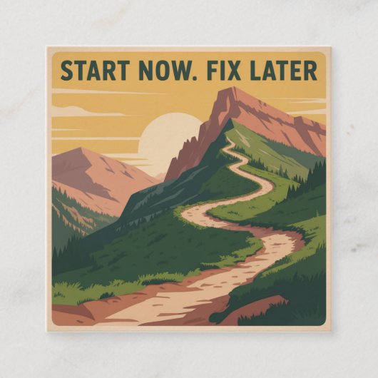 Start Nu. Repareer Later Vierkante Visitekaartje (Voorkant)