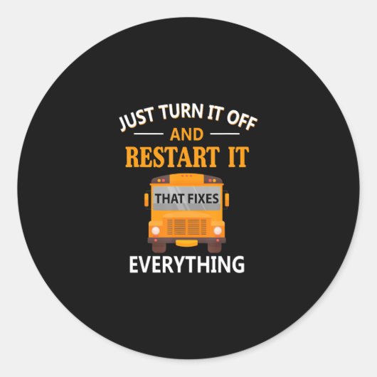 Start opnieuw op dat alles wat de schoolbus bestuu ronde sticker (Voorkant)