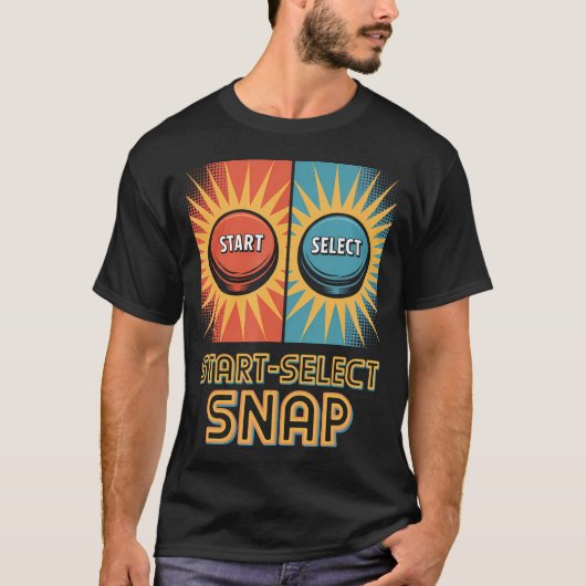 Start Select Snap Pop Cultuur Retro Videospel T-shirt (Voorkant)