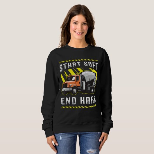 Start Soft End Hard Construction Worker Concrete F Trui (Voorkant volledig)